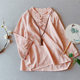 Cotton and linen jacquard embroidered flared sleeve shirt for women in spring and summer new Chinese style retro button large-size stand-up collar short top
