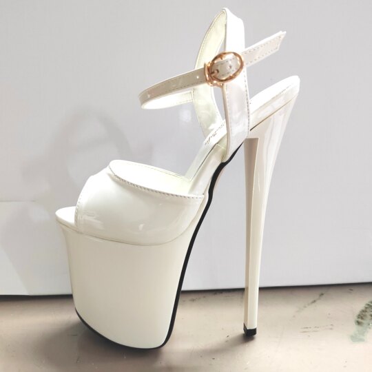 Summer fish mouth sandals pole dance super high heels hot sale 22CM sexy buckle women's shoes solid color 19cm large size open toe