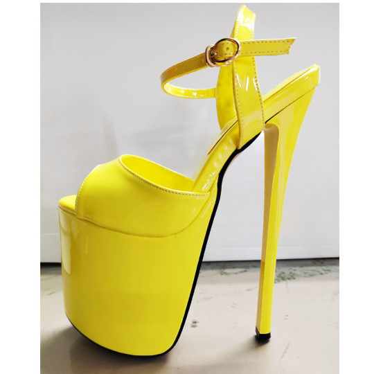 Summer fish mouth sandals pole dance super high heels hot sale 22CM sexy buckle women's shoes solid color 19cm large size open toe