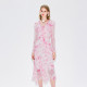 Coconi COCOON 2025 summer new style pink long-sleeved romantic holiday floral flared sleeve dress