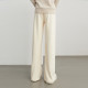 DPLAY 2025 Spring New White Pants Women's Loose Thickened Straight Pants Casual Pants