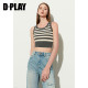 DPLAY casual gray round neck sleeveless integrated chest pad high elastic knitted vest shirt for women