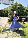 Joe and Joey Blueberry Girl French pastoral style ruffled vacation skirt long dress slim summer