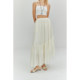 MRS Studios summer with silk acetate breathable cool asymmetric elastic waist cake skirt