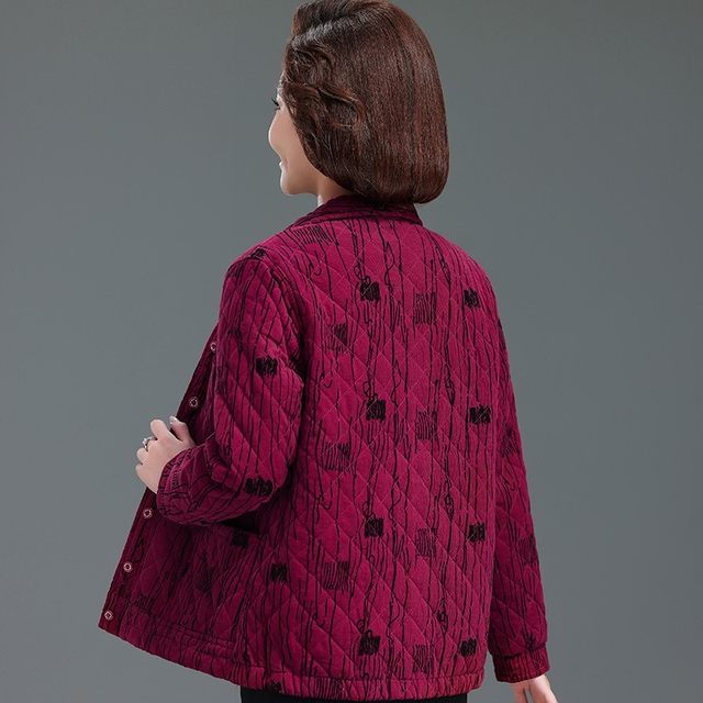 Mother's spring, autumn and winter pure cotton thin cotton clothespin cotton jacket short 2025 new middle-aged and elderly large size women's tops