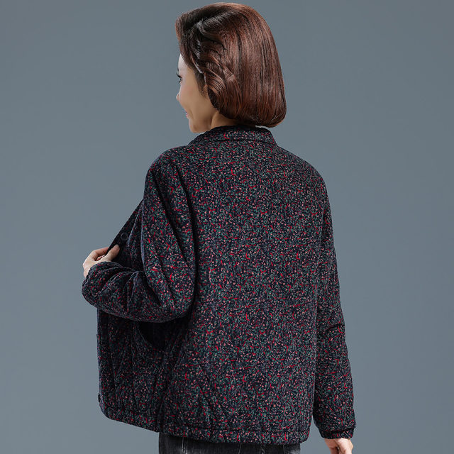 Mom's cotton jacket, old lady autumn clothes, women's corduroy small cotton coat 2025 autumn and winter style middle-aged and elderly thin cotton top