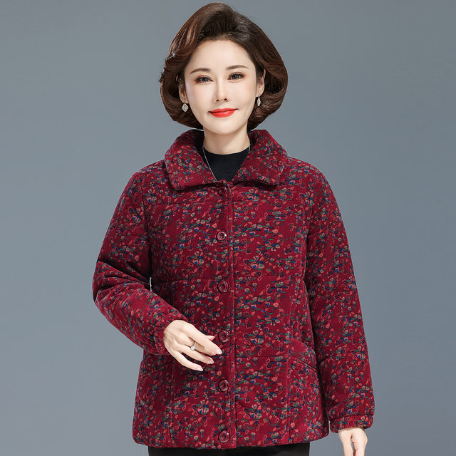 Grandma's winter cotton clothing new winter cotton cotton clothing fashion middle -aged elderly female mother thick cotton jacket
