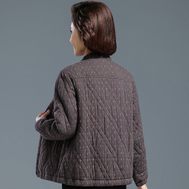 Grandma autumn and winter clothes, cotton floral shirt jacket, middle-aged and elderly pure cotton tops, women's short clothes, small thin jacket