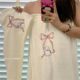 Cute soft bath skirt that can be worn and wrapped in ins cartoon bunny Velcro bath towel dry hair cap two-piece set