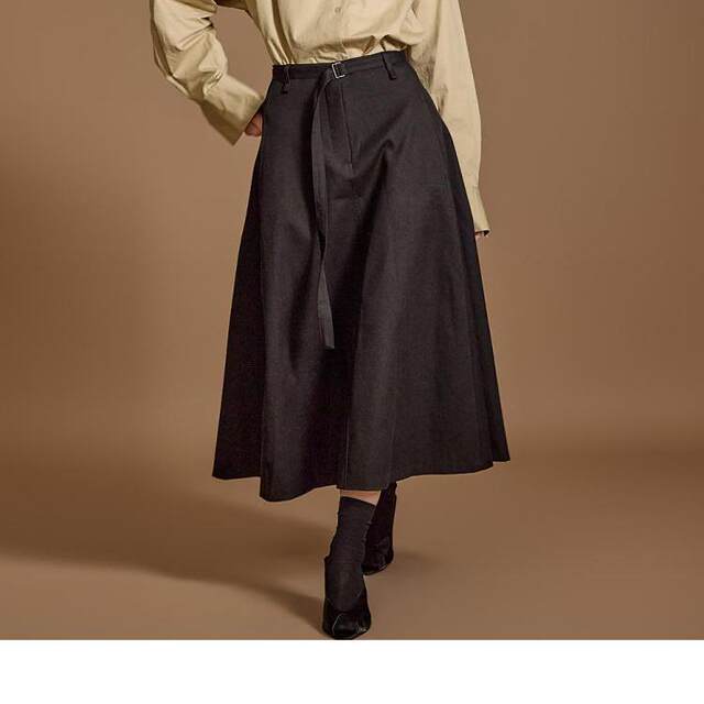 DINT Korean genuine purchasing agent direct mail fashion versatile two-side pocket high waist trumpet belt half-body long skirt SK2812
