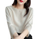 One-length silk shirt top for women's short-sleeved drooping mulberry silk shirt summer new style design sense of seven-quarter sleeves
