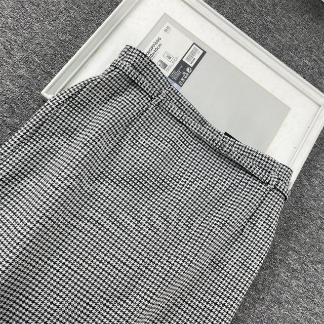 Foreign trade European and American singles Fashion OL commuting Autumn and winter Thousand Houndstooth plaid large-size skirt