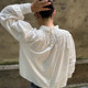 Domestic spot Petite Mendigote French turtleblap bubble sleeve wood ear ear long -sleeved top Tissam
