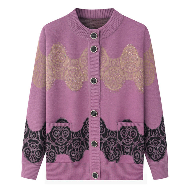 Middle -aged and elderly grandmother's sweater with velvet thick autumn and winter jacket Mom loaded the shirt to keep the old lady old lady clothes
