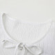 Wide-tied black ears lace polka dot splicing short-sleeved shirt shirt for women 2025 spring and summer new white top
