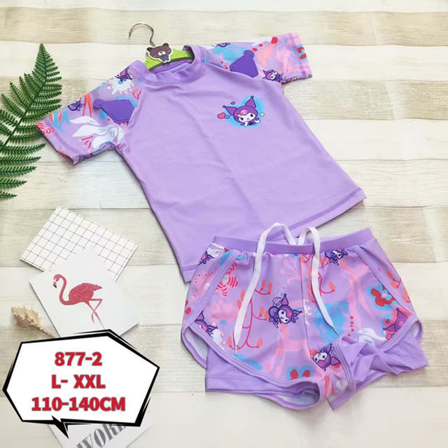 Children's swimsuit one-piece skirt style men's and women's large size short-sleeved hot spring new split boxer briefs hot spring professional student wear
