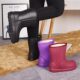 EVA foam plus velvet rain boots for women, warm and non-slip, men's lightweight all-in-one shoes, thickened winter rain boots, waterproof cotton shoes