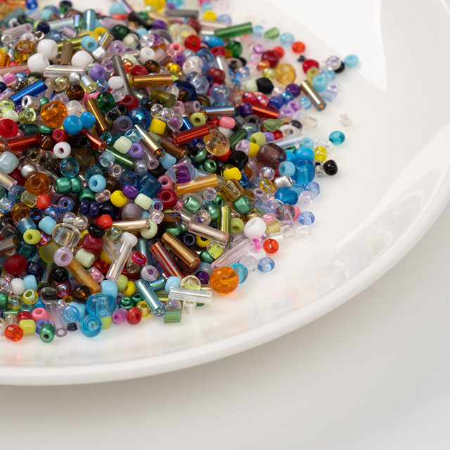 50g mixed color DIY glass rice beads tube beads hand-beaded loose bead braided bracelet ring embroidery material