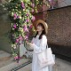 
Forest heavy industry embroidered lace edge doll collar long sleeve dress loose versatile pure cotton layered inner long skirt for women