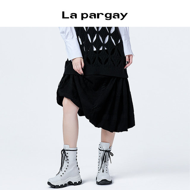 Napajia Asymmetrical mid-length skirt 2025 Spring New Women's Black Versatile Casual Skirt