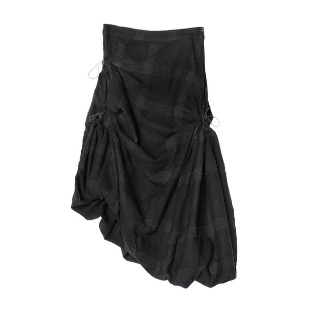 Napajia Asymmetrical mid-length skirt 2025 Spring New Women's Black Versatile Casual Skirt