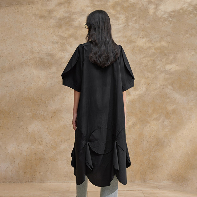Bobo puff sleeve black dress with women's shopping mall same loose elegant chic fashion long skirt BDR2LD0813
