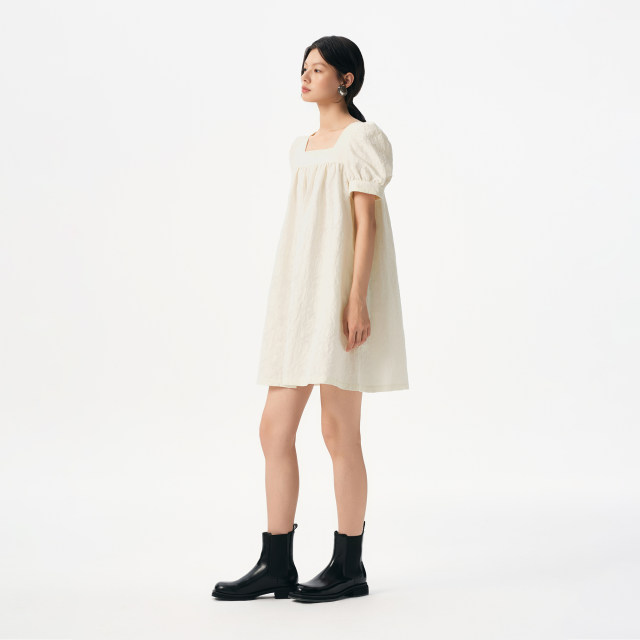 
The same style light people puff sleeve dress for women in the shopping mall, women's summer loose temperament square collar short-sleeved skirt BDR2LD1071
