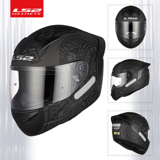 LS2 full helmet motorcycle helmet for men and women, all seasons universal anti-fog large tail motorcycle 3C certified racing winter FF352