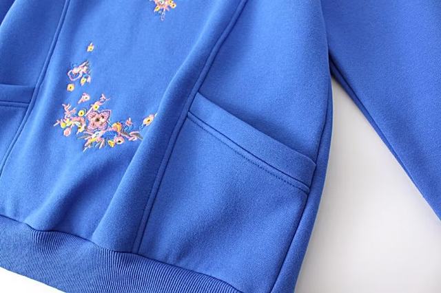 Embroidered small flower plus velvet thick velvet jacket middle-aged and elderly large size women's fashion mother autumn and winter sweatshirt loose