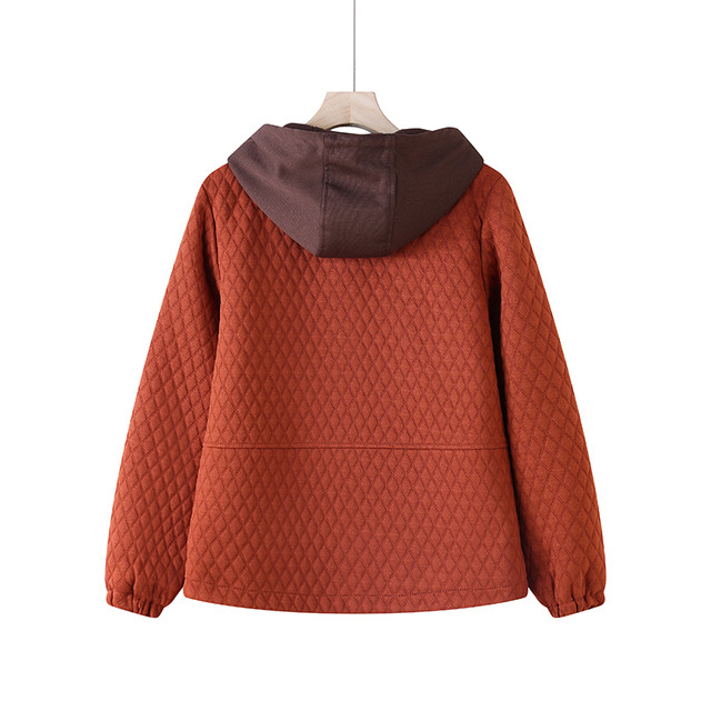 Autumn new cotton thin cotton jacket spring and autumn hooded loose short baseball uniform middle-aged and elderly mothers casual jacket