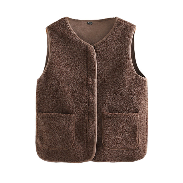 Middle-aged and elderly mothers wear autumn and winter clothes, cold-proof and warm fur integrated fur vest, old lady wears horse clips
