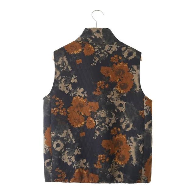 
Spring and Autumn Printed Vest and Fat Plus Large Size Middle-aged and Elderly Fashionable Mothers Wear Loose Ethnic Style Horse Clip Jacket
