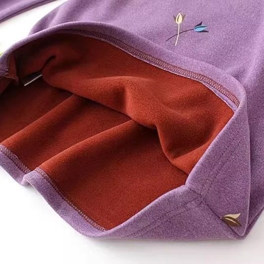 Thickened velvet base shirt, autumn clothes, autumn pants set, large size warm middle-aged and elderly mother, autumn and winter clothes