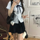 Original Ogasawara shirt Academy style waist-closed short-sleeved jk uniform embroidered shirt top
