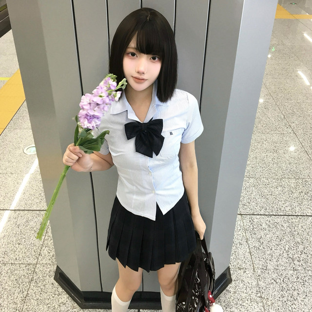 Original Ogasawara shirt Academy style waist-closed short-sleeved jk uniform embroidered shirt top
