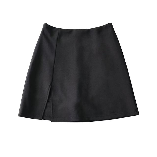 
Spring 2022 A-shaped side zipper short skirt commuting high waist hip slim solid color skirt