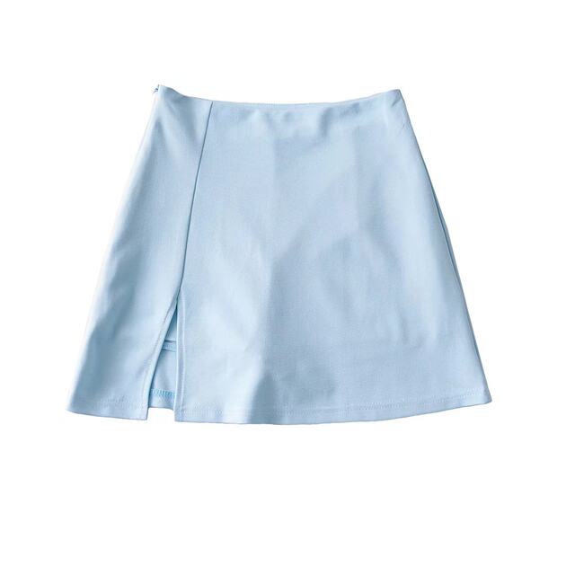
Spring 2022 A-shaped side zipper short skirt commuting high waist hip slim solid color skirt