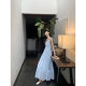 MULVAN white dress women's v-neck suspender skirt high-end loose temperament long skirt vacation style fairy skirt