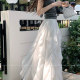 
Large size white ruffled irregular high waist skirt with female fat summer sister gentle drooping slim and versatile long skirt