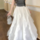 
Large size white ruffled irregular high waist skirt with female fat summer sister gentle drooping slim and versatile long skirt