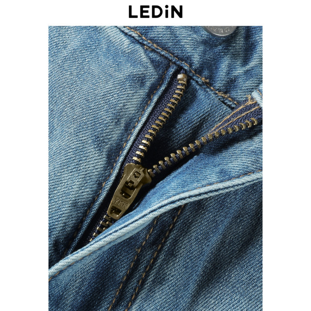 Leducho Nine -point denim straight pants 2024 new pants C2HAE2C01
