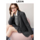 Lecho Gray Series 2025 Spring New Style Straight Shoulder Bow Design Sense Flat Collar Striped Blazer