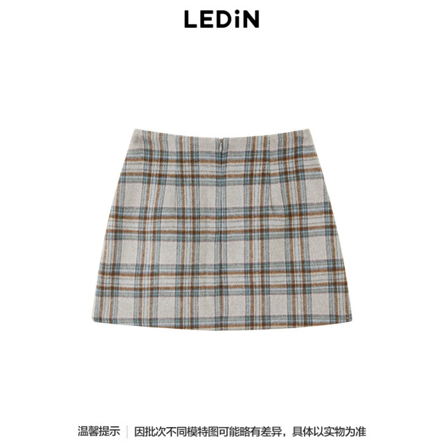 Law Town irregular plaid skirt stitching buckle and thin A -line skirt C1Gee4428

