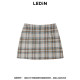Law Town irregular plaid skirt stitching buckle and thin A -line skirt C1Gee4428
