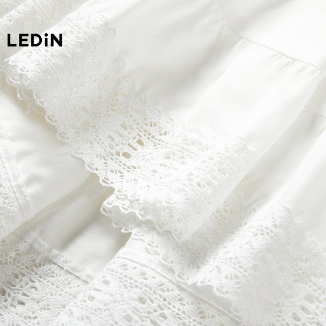 Lecho irregular hollow lace skirt summer new white skirt C1GEF2216
