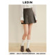 Lecho simple pleated skirt autumn new millennium style brown PU skirt C1GEE3411
