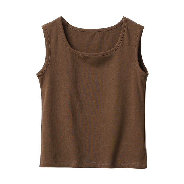 Uco Silk Fiber Women's Wide Shoulder Vest Square Collar Slim Solid Color T-shirt Basic Base Shandong Online Store