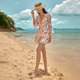 Sanqi long-sleeved one-piece swimsuit skirt-style chubby girl covering her belly and making her look slim and sun protection on the seaside hot spring swimsuit 24030