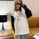 Alexia Sandra Dong Xuan same rabbit badge embellished LOGO rag-shoulder long-sleeved T-shirt 301261