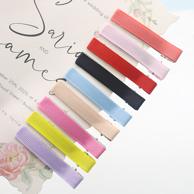 6CM colored bag cloth thickened double fork collet headdress hair accessories handmade hair clip hair clip DIY material side clip 30 pieces